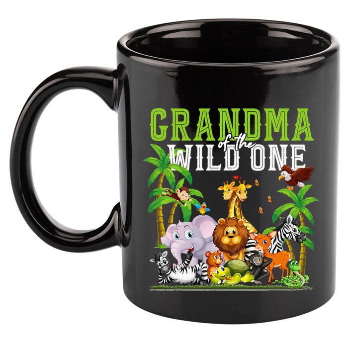 Grandma Of The Wild One Zoo Birthday Safari Jungle Animal 11oz C Handle Ceramic Mug