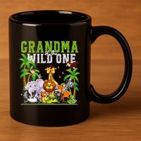 Grandma Of The Wild One Zoo Birthday Safari Jungle Animal 11oz C Handle Ceramic Mug