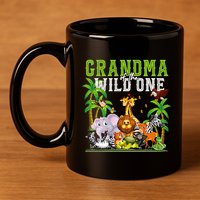 Grandma Of The Wild One Zoo Birthday Safari Jungle Animal 11oz C Handle Ceramic Mug