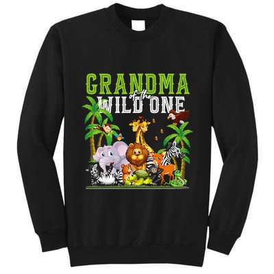 Grandma Of The Wild One Zoo Birthday Safari Jungle Animal Tall Sweatshirt