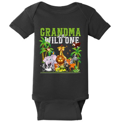 Grandma Of The Wild One Zoo Birthday Safari Jungle Animal Baby Bodysuit