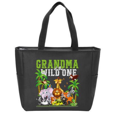 Grandma Of The Wild One Zoo Birthday Safari Jungle Animal Zip Tote Bag