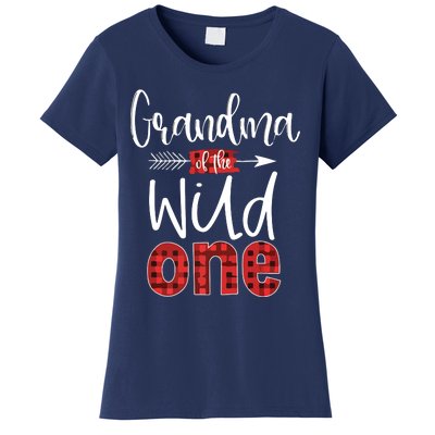 Grandma Of The Wild One Buffalo Plaid Lumberjack 1 Birthday Premium Women's T-Shirt