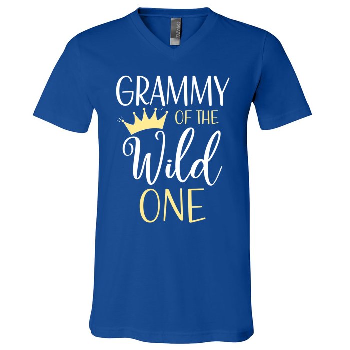 Grammy Of The Wild One First Birthday Matching Family Gift V-Neck T-Shirt