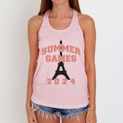 Games Of The Xxxiii Olympiad Summer Games 2024 Eiffel Tower Women's Knotted Racerback Tank