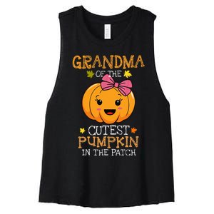 Grandma Of The Cutest Pumpkin In The Patch Halloween Women's Racerback Cropped Tank