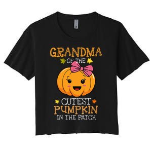 Grandma Of The Cutest Pumpkin In The Patch Halloween Women's Crop Top Tee