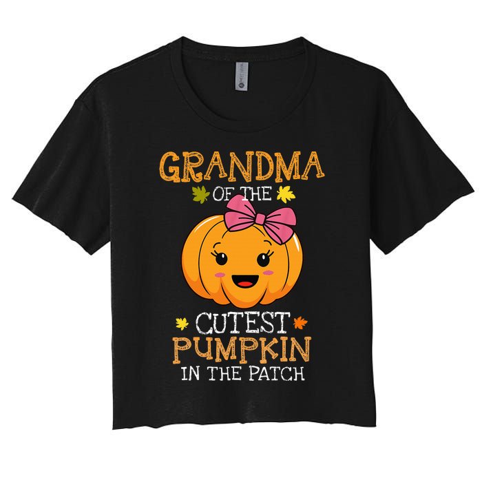 Grandma Of The Cutest Pumpkin In The Patch Halloween Women's Crop Top Tee