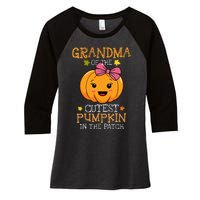 Grandma Of The Cutest Pumpkin In The Patch Halloween Women's Tri-Blend 3/4-Sleeve Raglan Shirt