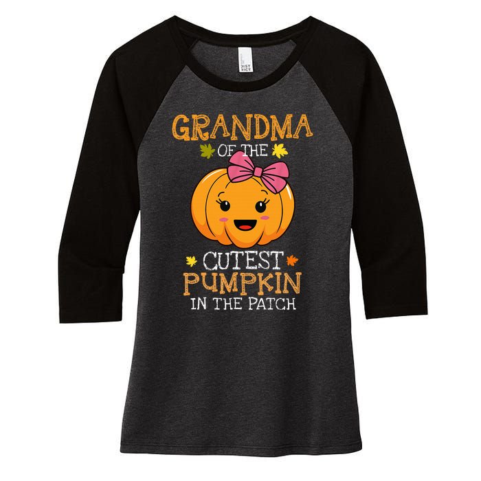 Grandma Of The Cutest Pumpkin In The Patch Halloween Women's Tri-Blend 3/4-Sleeve Raglan Shirt