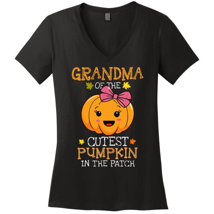 Grandma Of The Cutest Pumpkin In The Patch Halloween Women's V-Neck T-Shirt