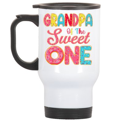 Grandpa Of The Sweet One 1st Birthday Donut Theme Family Stainless Steel Travel Mug