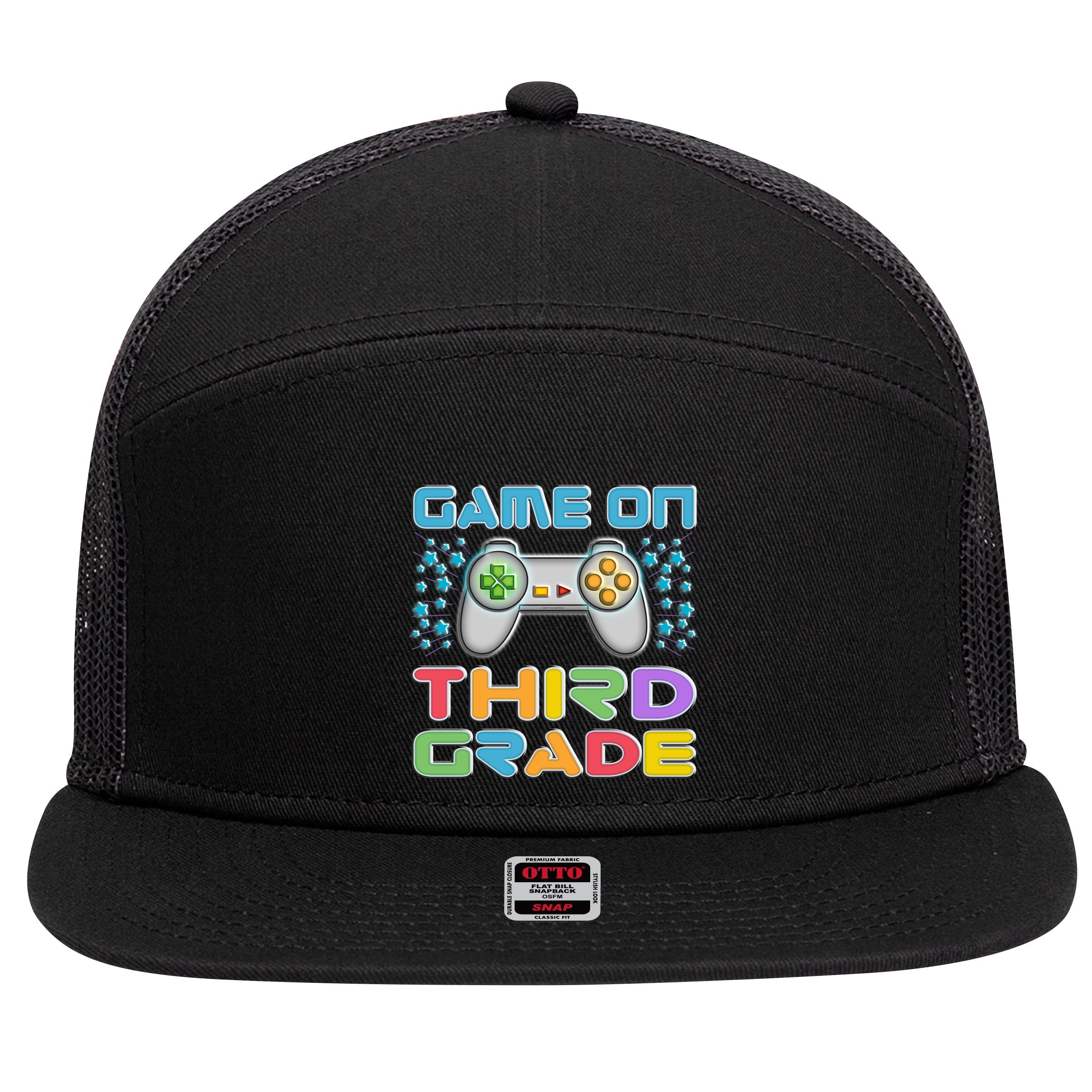 Game On Third Grade Gamers Back To School Gift Cute Gift 7 Panel Mesh Trucker Snapback Hat