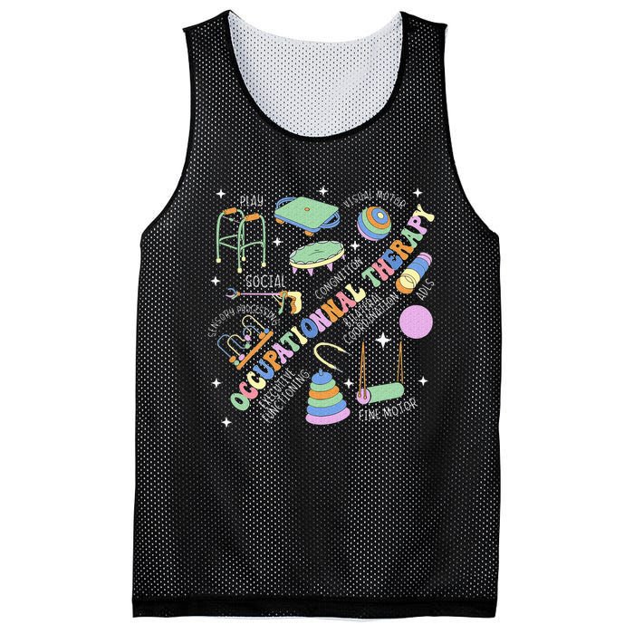 Groovy Occupational Therapy Ot Month Therapist Assistant Ota Mesh Reversible Basketball Jersey Tank