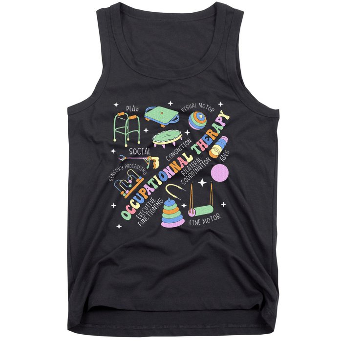 Groovy Occupational Therapy Ot Month Therapist Assistant Ota Tank Top