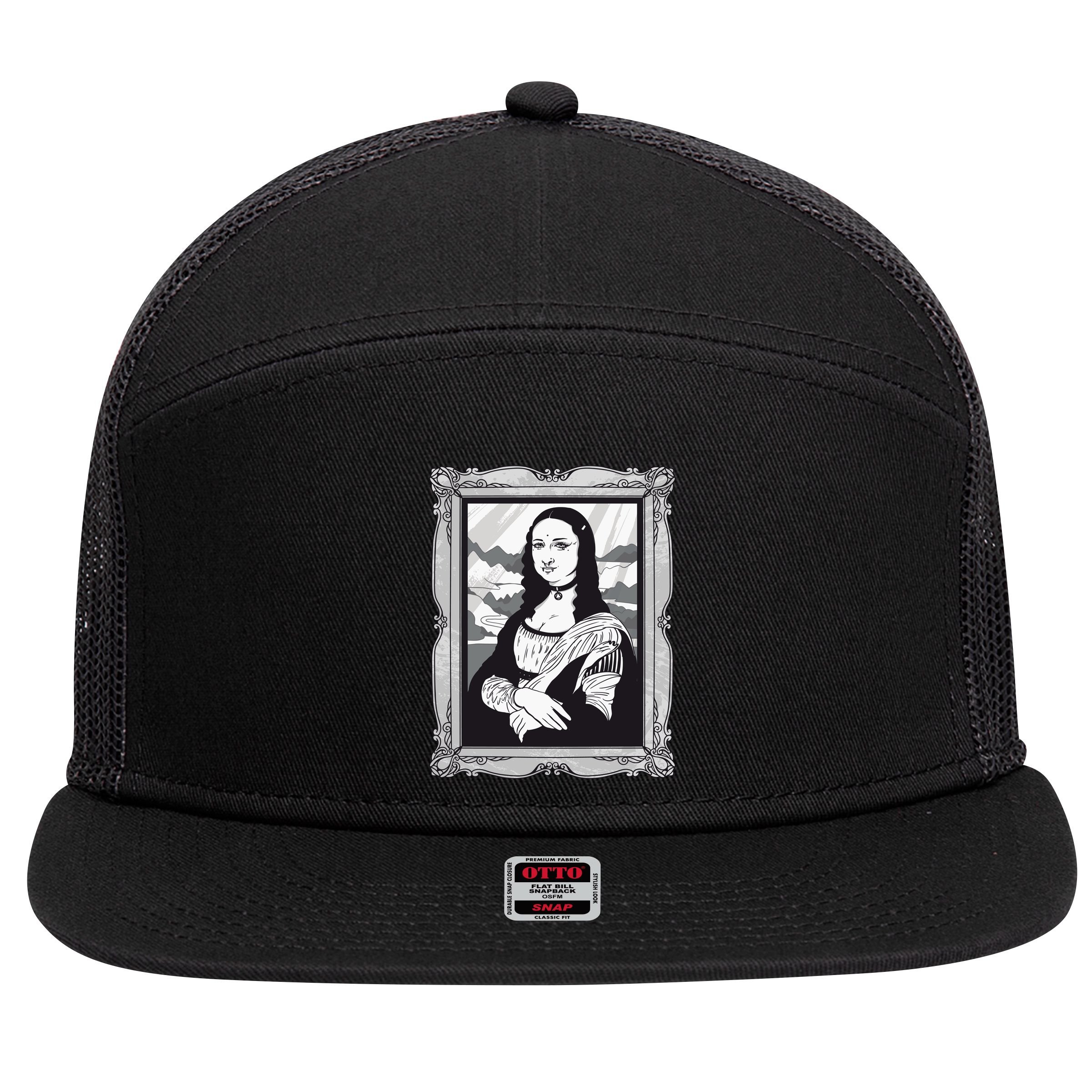 Gothic Mona Lisa 7 Panel Mesh Trucker Snapback Hat