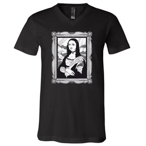 Gothic Mona Lisa V-Neck T-Shirt