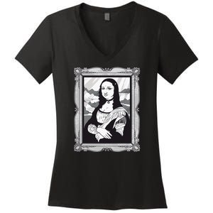 Gothic Mona Lisa Women's V-Neck T-Shirt