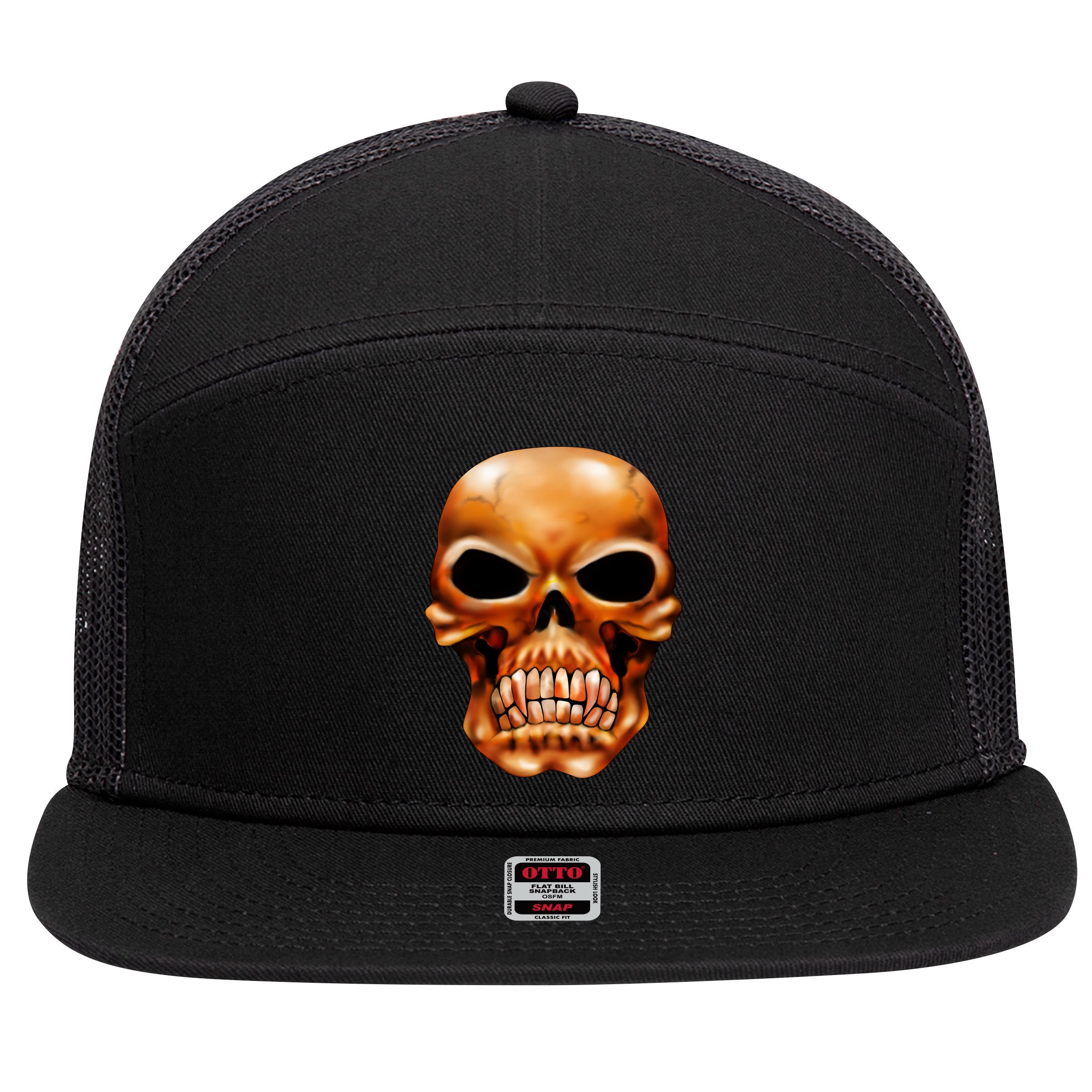 Gothic Skull 7 Panel Mesh Trucker Snapback Hat