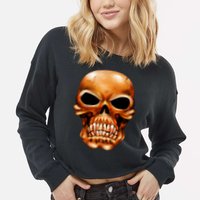 Gothic Skull Cropped Pullover Crew