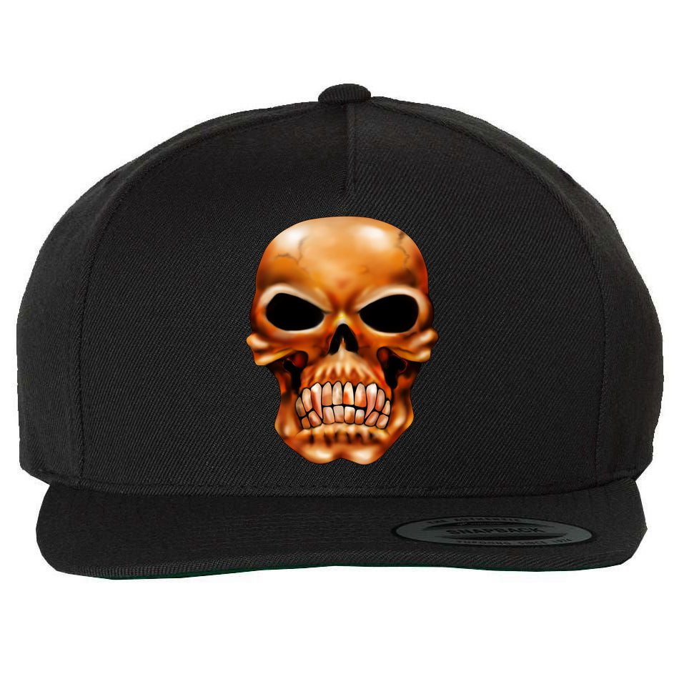 Gothic Skull Wool Snapback Cap