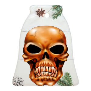 Gothic Skull Ceramic Bell Ornament