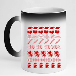 GOTs Ho Ho Hodor Ugly Christmas Sweater 11oz Black Color Changing Mug