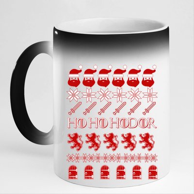 GOTs Ho Ho Hodor Ugly Christmas Sweater 11oz Black Color Changing Mug