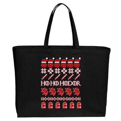 GOTs Ho Ho Hodor Ugly Christmas Sweater Cotton Canvas Jumbo Tote