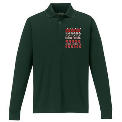 GOTs Ho Ho Hodor Ugly Christmas Sweater Performance Long Sleeve Polo