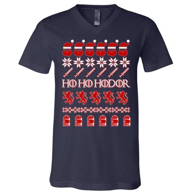 GOTs Ho Ho Hodor Ugly Christmas Sweater V-Neck T-Shirt