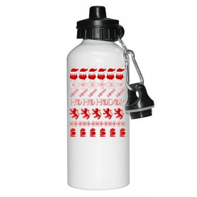 GOTs Ho Ho Hodor Ugly Christmas Sweater Aluminum Water Bottle