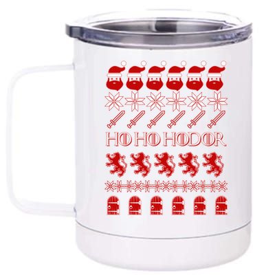 GOTs Ho Ho Hodor Ugly Christmas Sweater 12 oz Stainless Steel Tumbler Cup