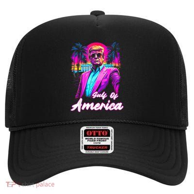 Gulf Of Usa America Funny Trump Beach Cruise High Crown Mesh Back Trucker Hat