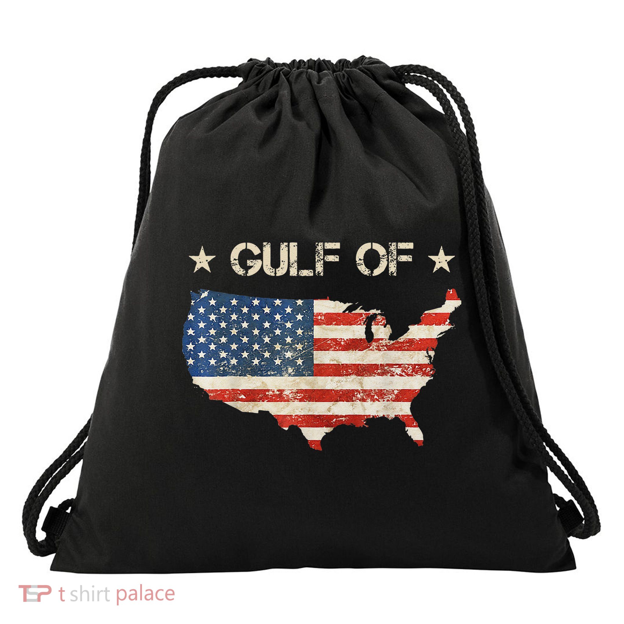 Gulf Of Usa America Vintage Usa Flag Drawstring Bag