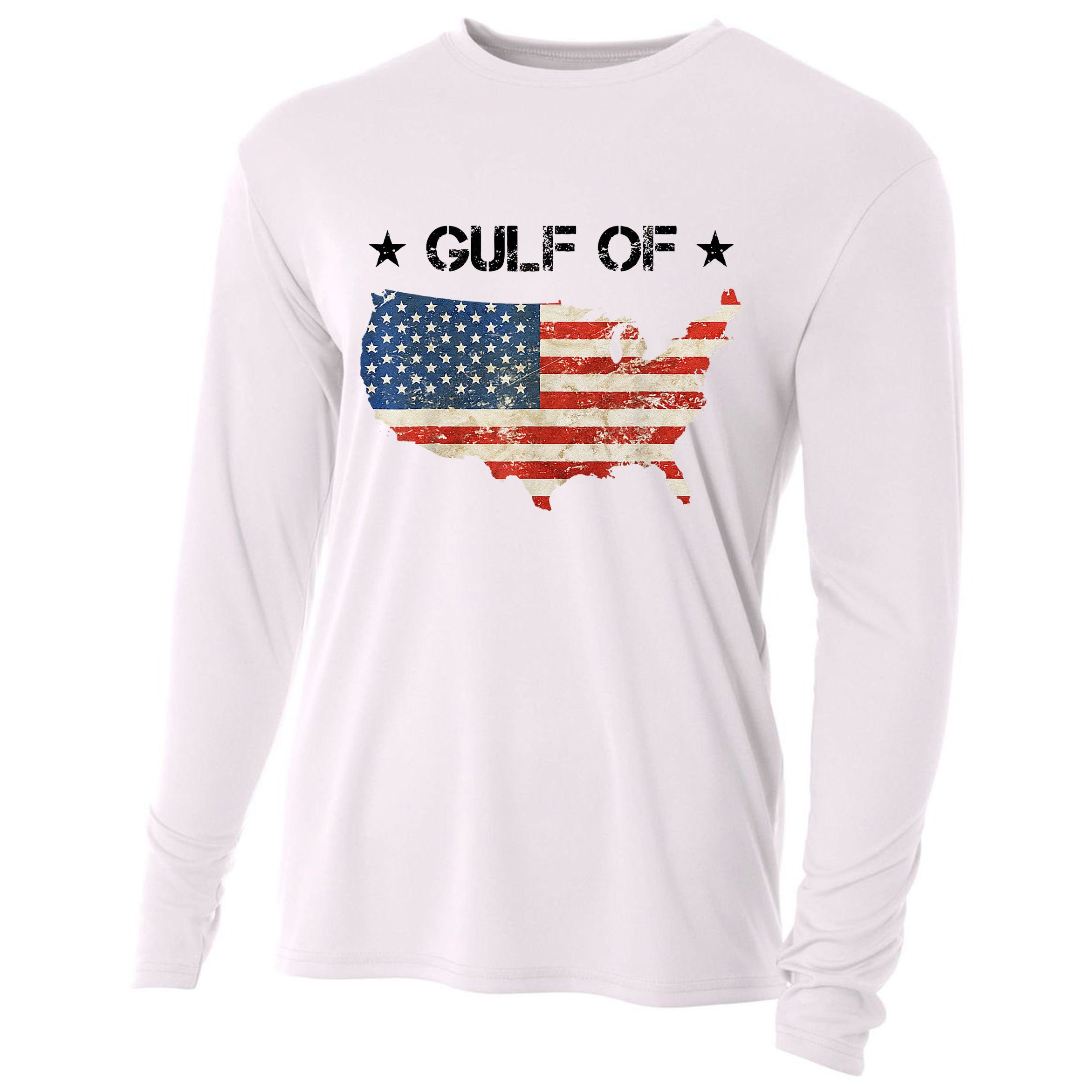 Gulf Of Usa America Vintage Usa Flag Cooling Performance Long Sleeve Crew