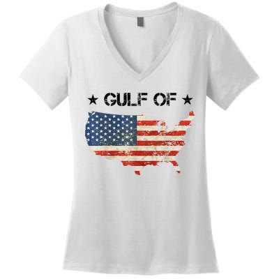 Gulf Of Usa America Vintage Usa Flag Women's V-Neck T-Shirt