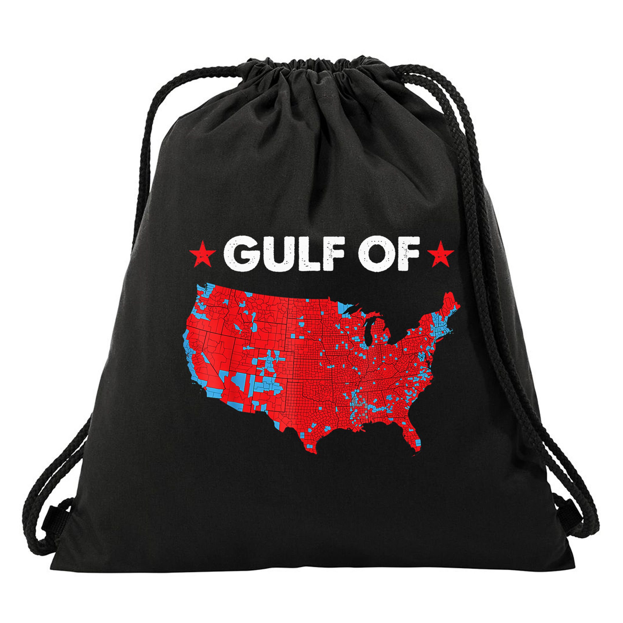 Gulf Of Usa America Red Wave Flag Drawstring Bag