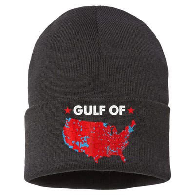 Gulf Of Usa America Red Wave Flag Sustainable Knit Beanie