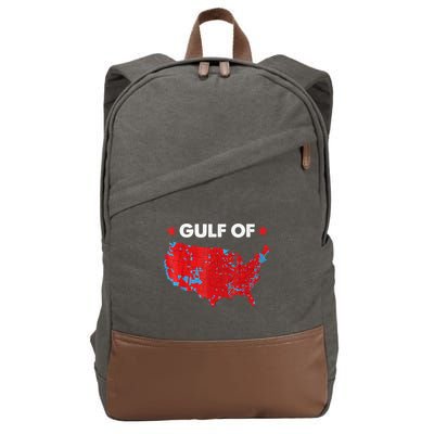 Gulf Of Usa America Red Wave Flag Cotton Canvas Backpack