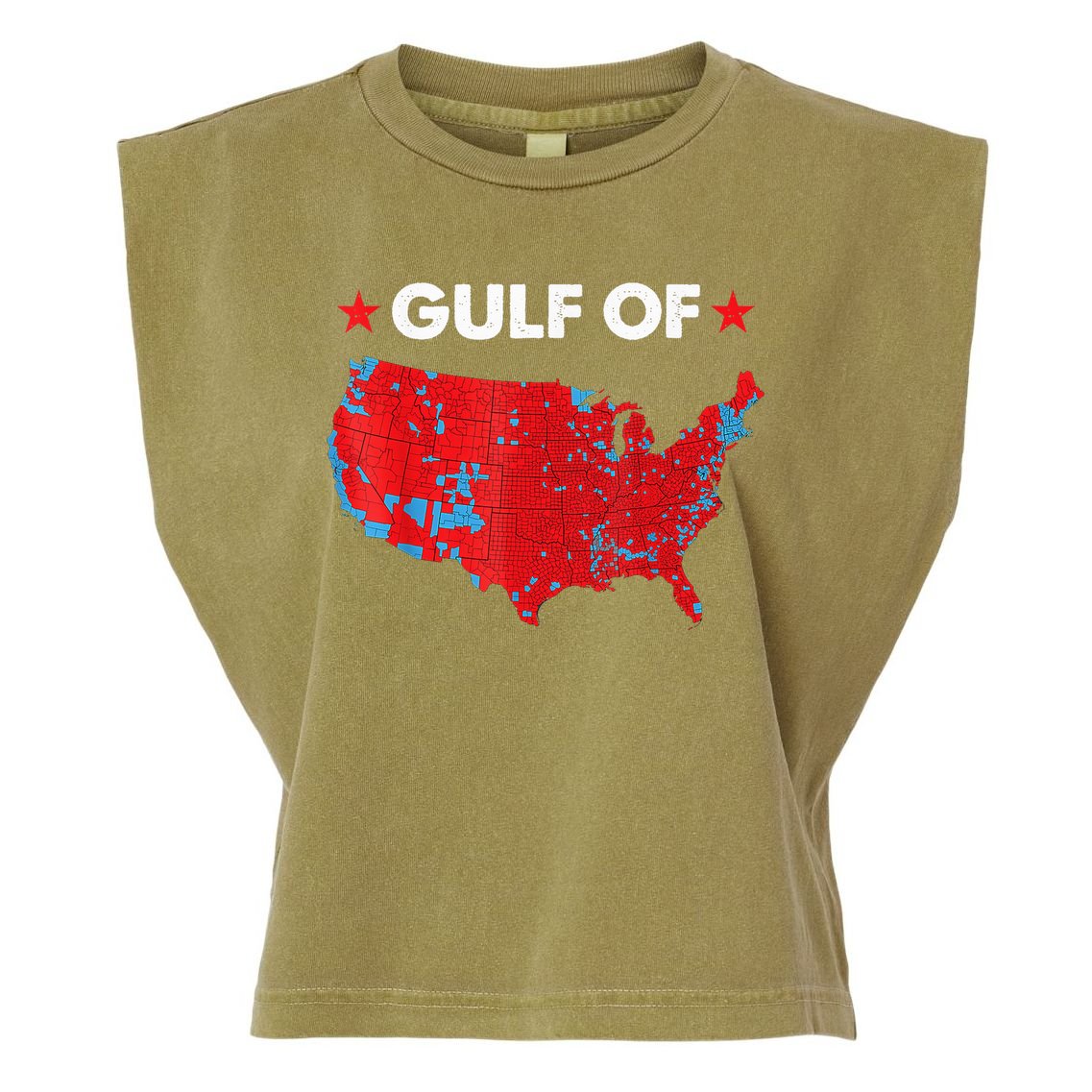Gulf Of Usa America Red Wave Flag Garment-Dyed Women's Muscle Tee