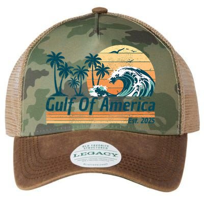 Gulf Of US America Est 2025 Retro Vintage Beach Legacy Tie Dye Trucker Hat