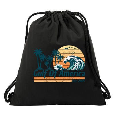 Gulf Of US America Est 2025 Retro Vintage Beach Drawstring Bag