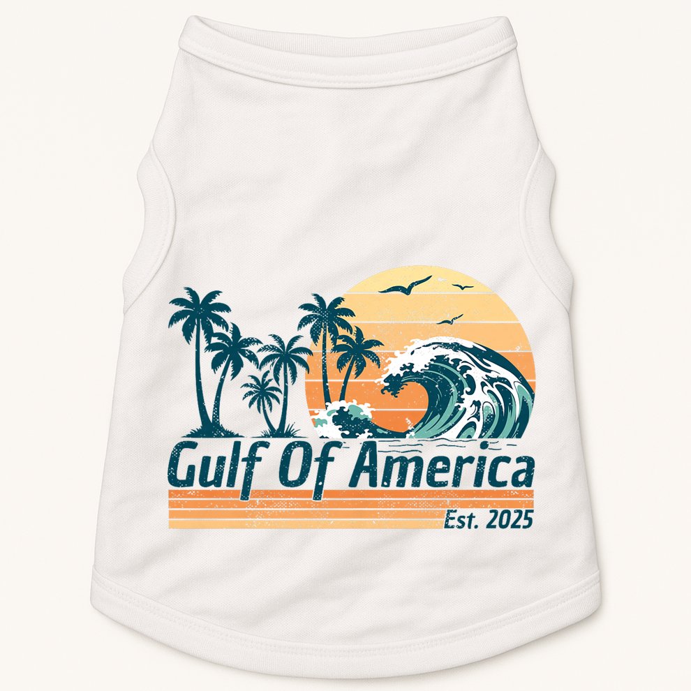 Gulf Of US America Est 2025 Retro Vintage Beach Doggie Tank