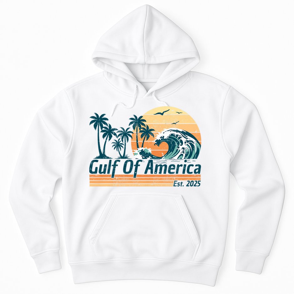 Gulf Of US America Est 2025 Retro Vintage Beach Hoodie