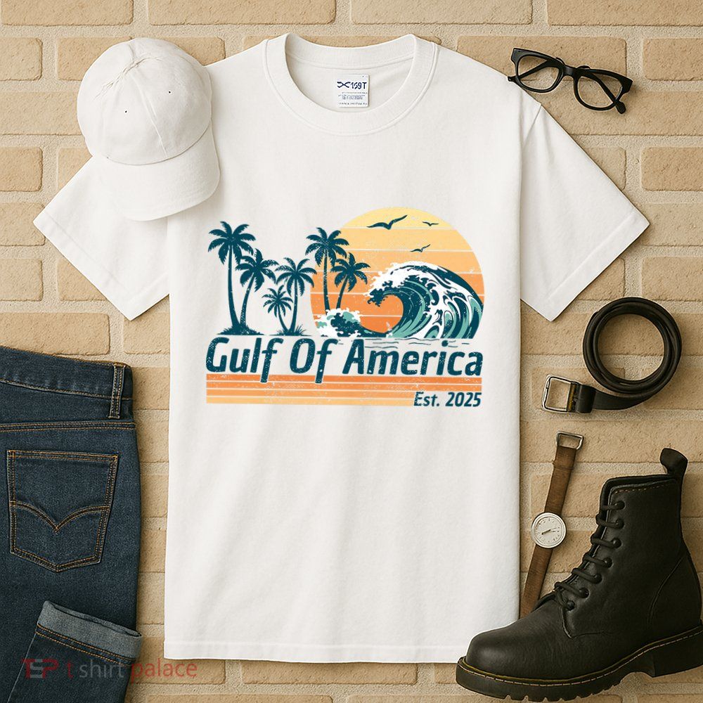 Gulf Of US America Est 2025 Retro Vintage Beach Tall T-Shirt