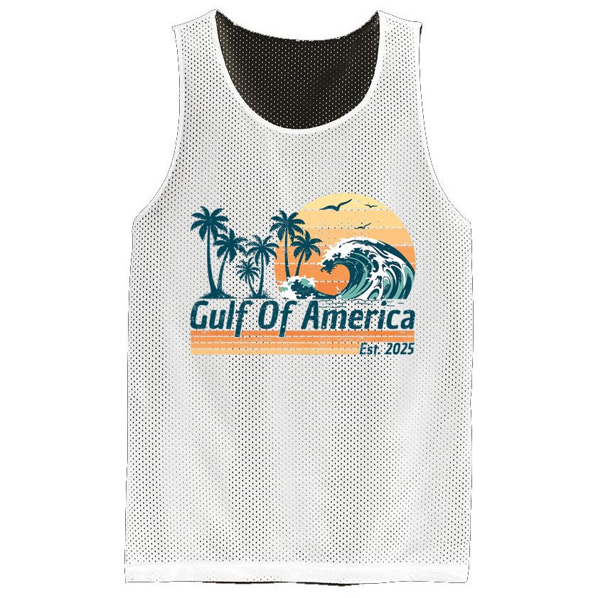 Gulf Of US America Est 2025 Retro Vintage Beach Mesh Reversible Basketball Jersey Tank