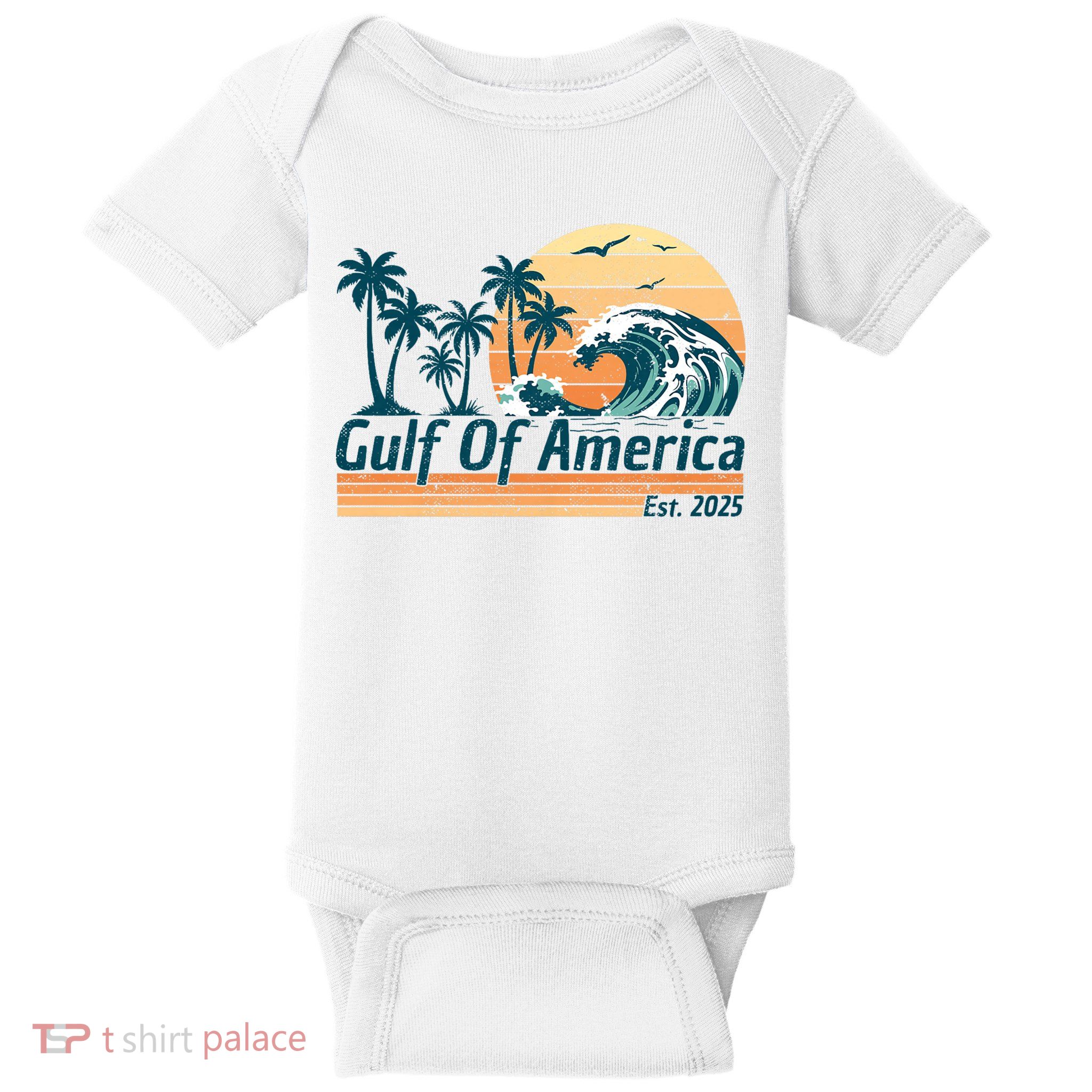Gulf Of US America Est 2025 Retro Vintage Beach Baby Bodysuit