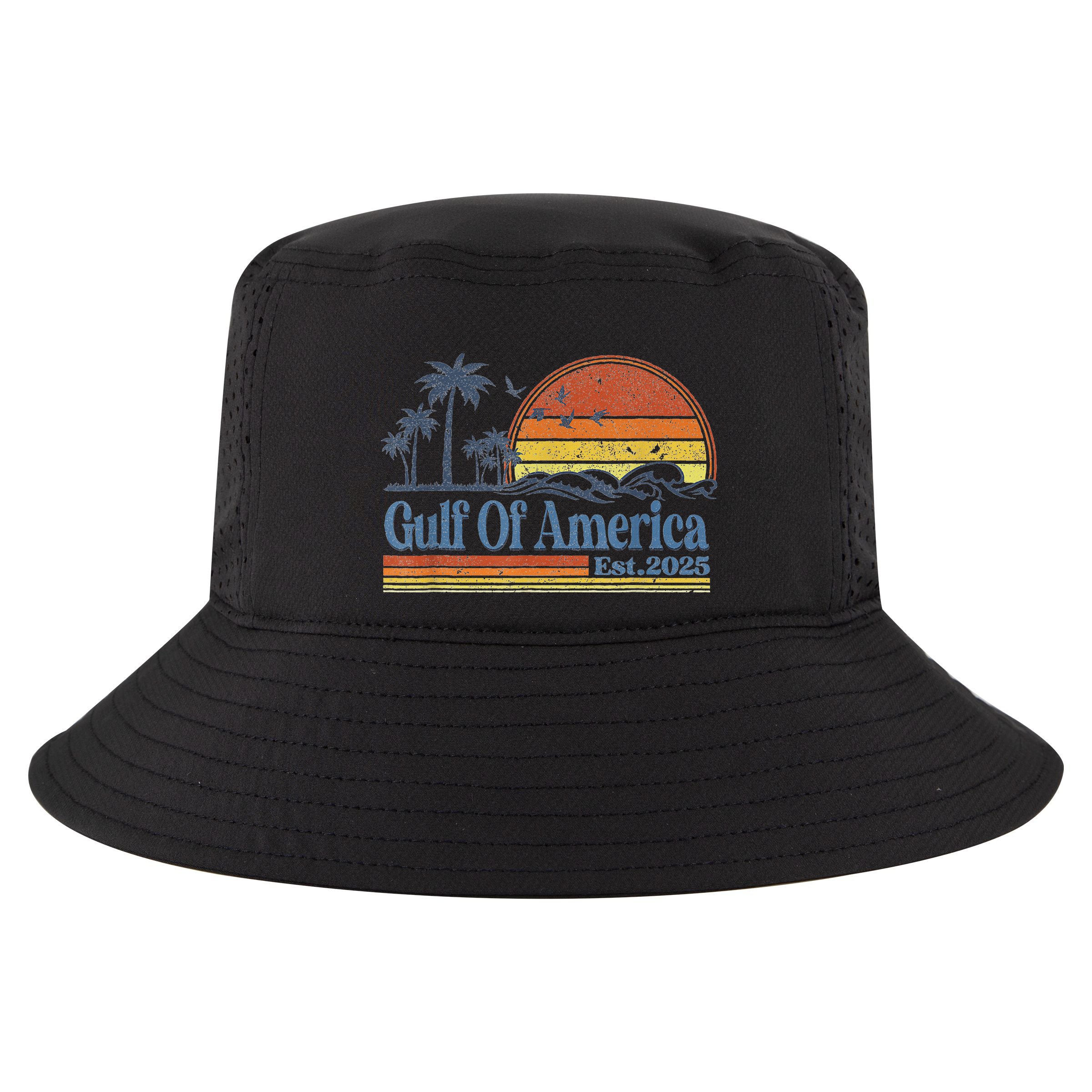 Gulf Of Us America Est 2025 Retro Vintage Beach Cool Comfort Performance Bucket Hat