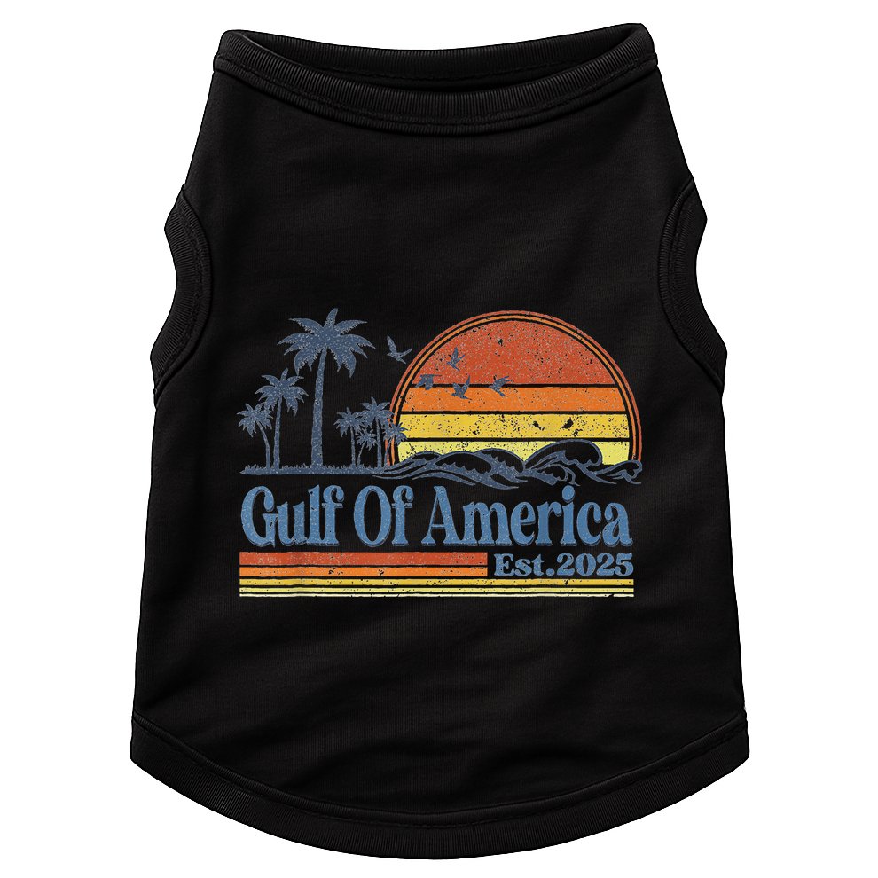 Gulf Of Us America Est 2025 Retro Vintage Beach Doggie Tank